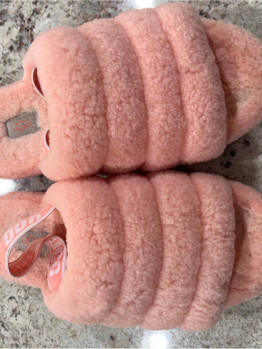 UGG Peach Shearling Quilted Slide Sandals